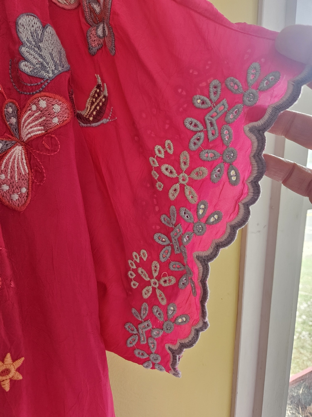 Johnny Was Hot Pink Embroidered Butterfly  Bellona Blouse Sz 3X - Picture 3 of 9
